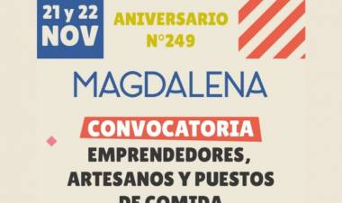 CONVOCAN A EMPRENDEDORES, ARTESANOS Y PUESTOS GASTRONÓMICOS POR EL 249° ANIVERSARIO DE MAGDALENA