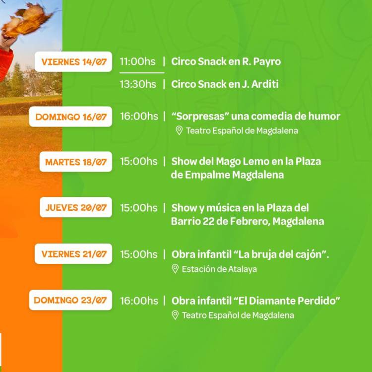 ACTIVIDADES LIBRES Y GRATUITAS, VACACIONES DE INVIERNO EN MAGDALENA