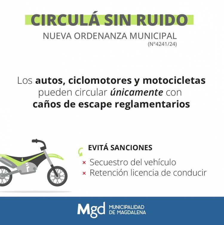 Ruidos molestos y Caños de escapes modificados o faltantes